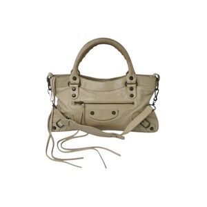 BALENCIAGA The First Handbag Shoulder Bag Beige Tan Leather